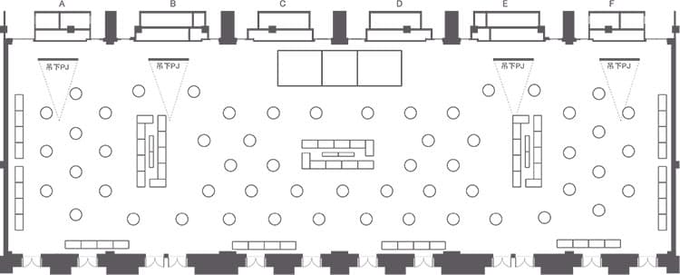 Layout map:Stand-up meal format(All rooms)